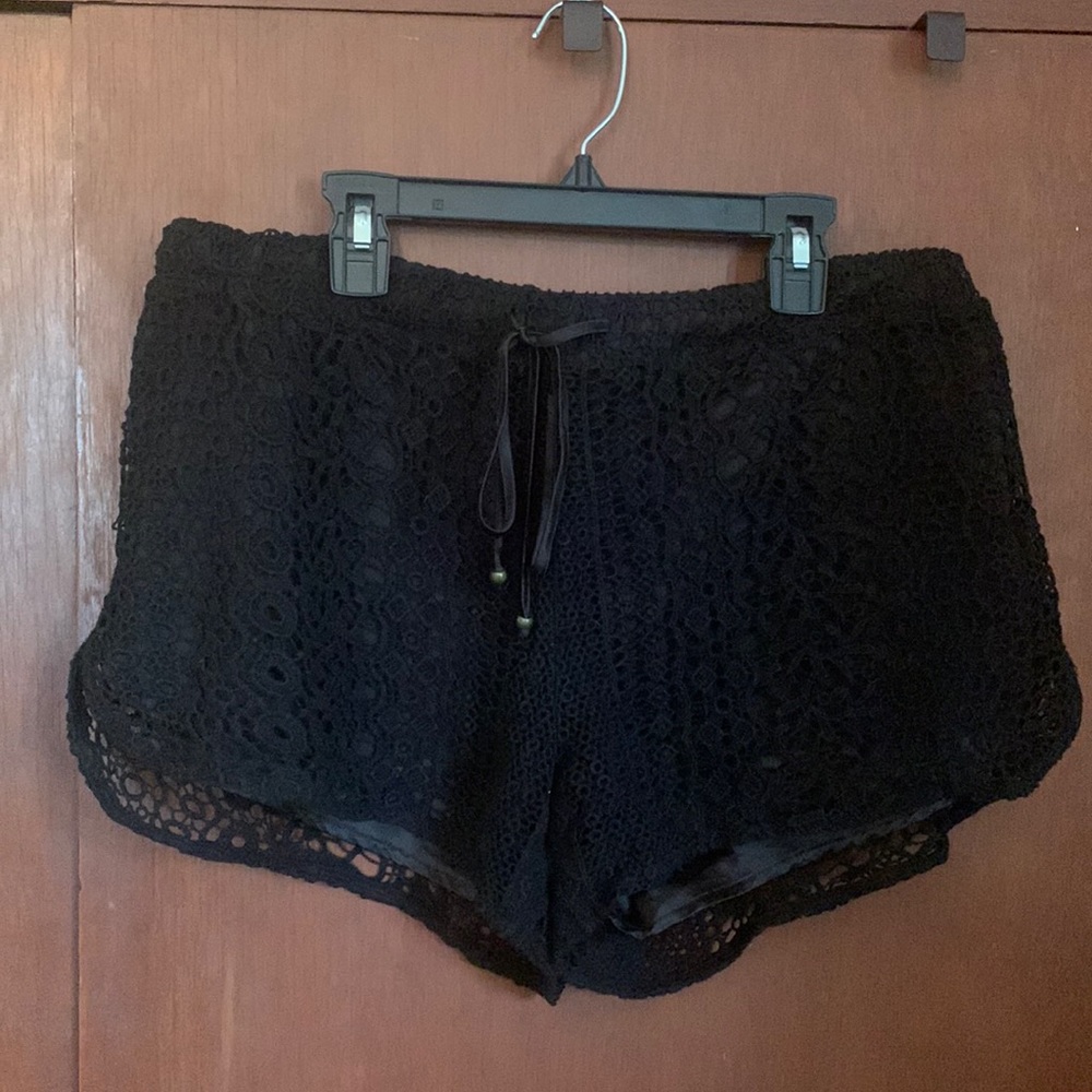 Black crochet shorts
